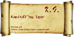 Kapitány Igor névjegykártya